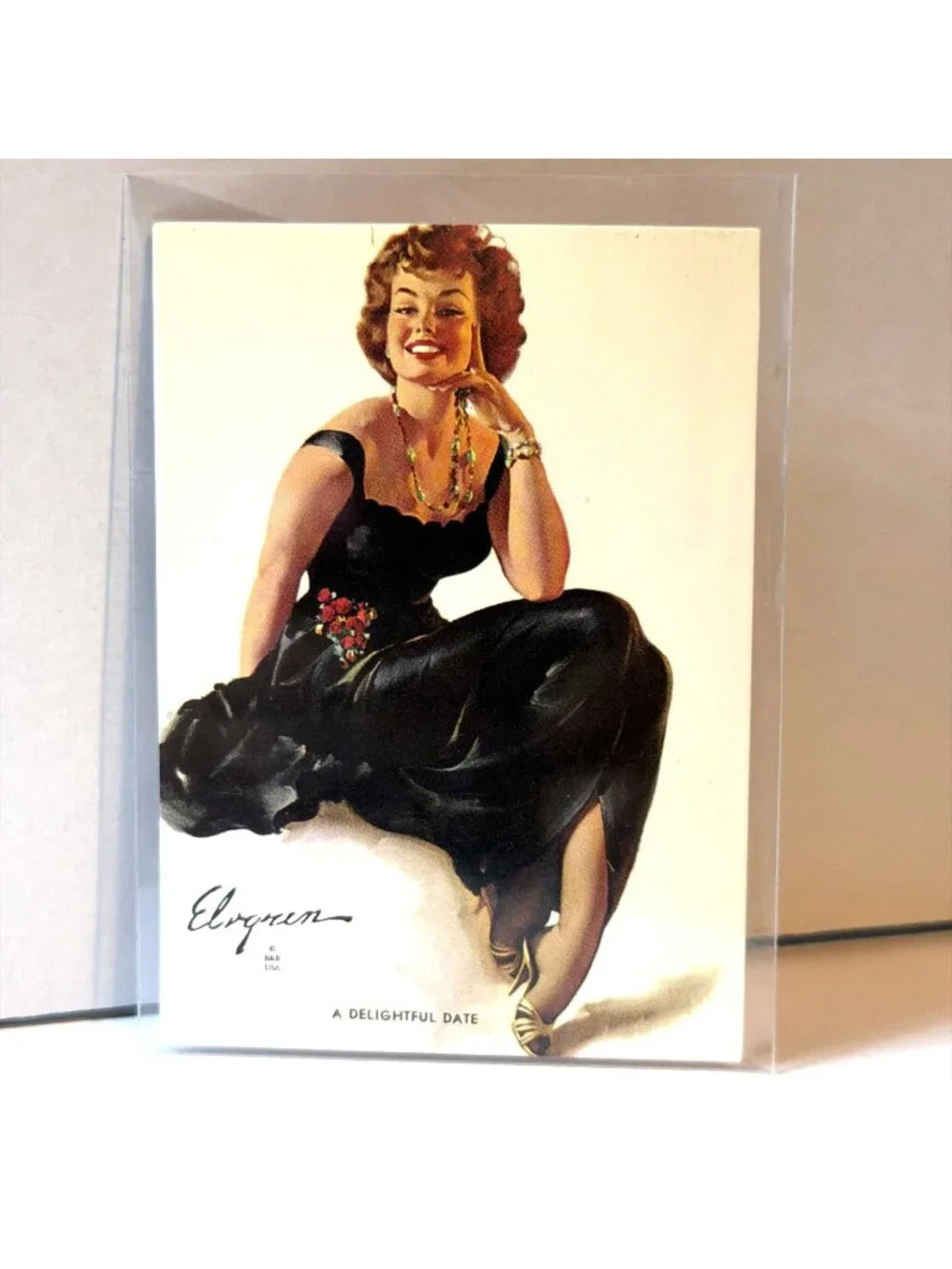 1993 Gil Elvgren Pinup Card #80 A Delightful Date Comic Image Calendar Man Cave